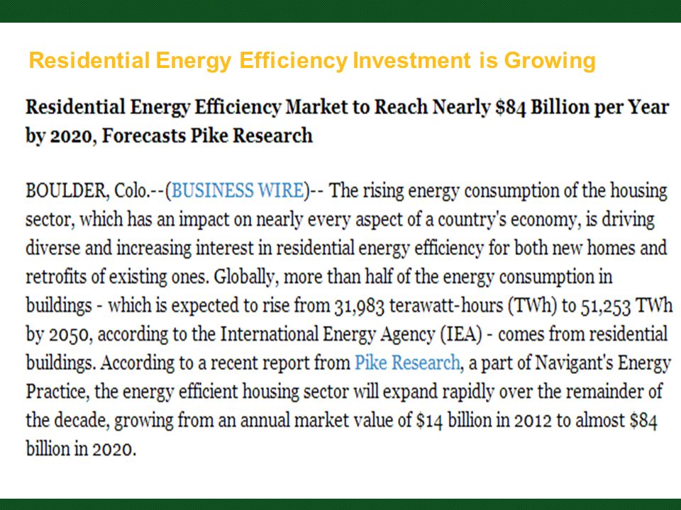 Residential Energy Efficiency Investment is Growing