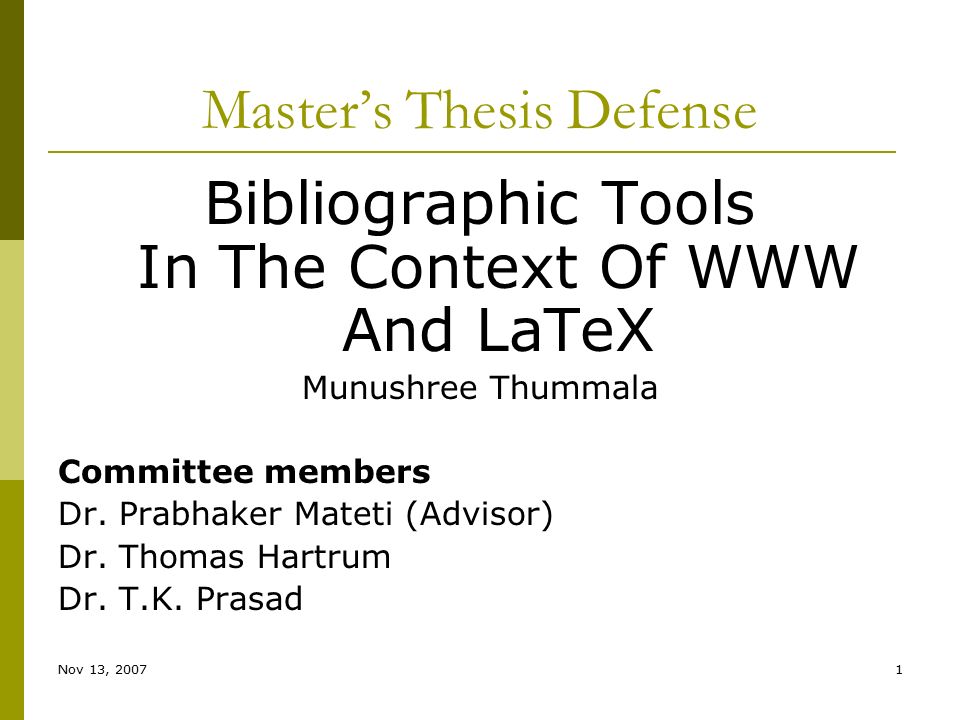 Slide presentation for thesis defense