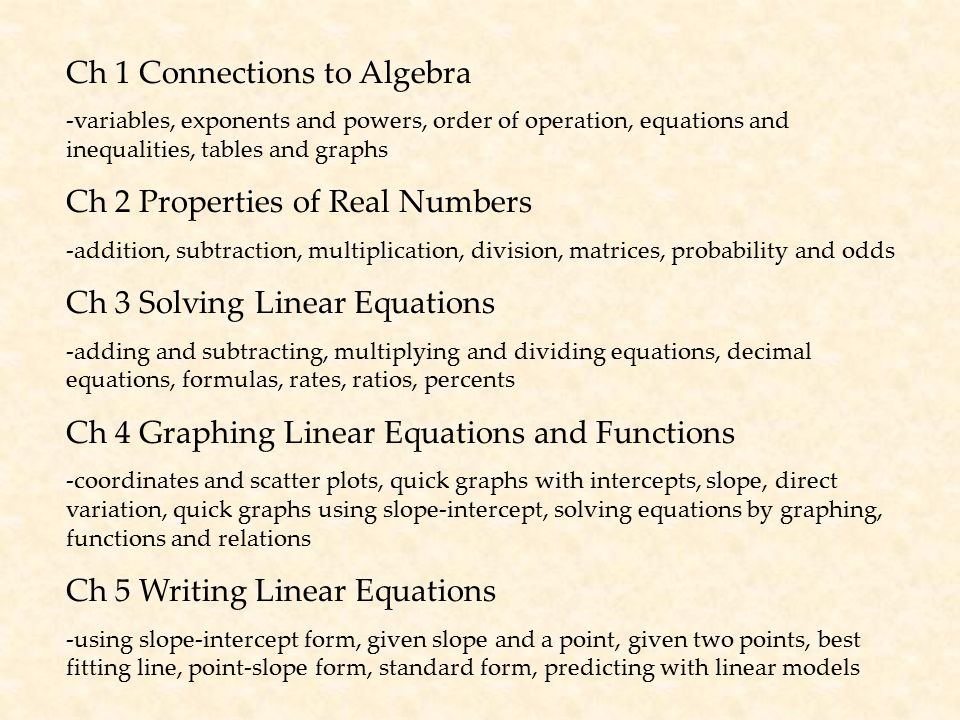 Ch 1 Connections To Algebra Variables Exponents And Powers 1 Ch Connections To Algebra