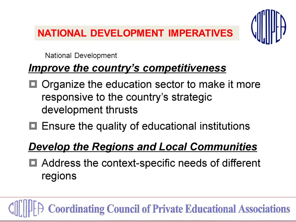 National Development NATIONAL DEVELOPMENT IMPERATIVES