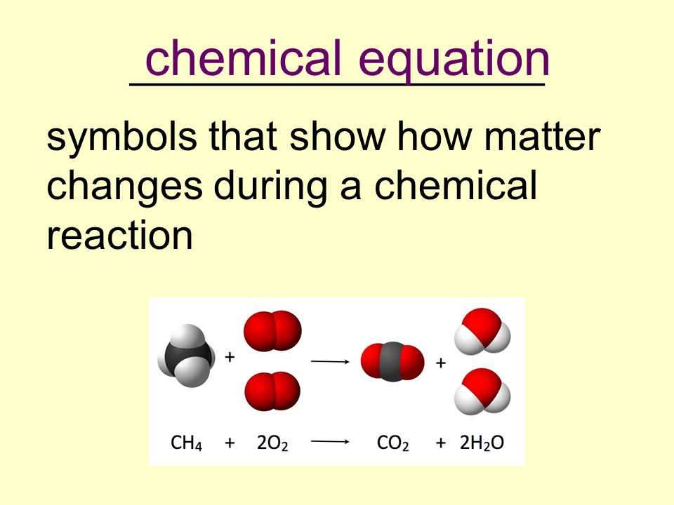 __________________ symbols that show how matter changes during a chemical reaction chemical equation