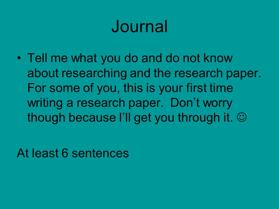 Writing your first research paper