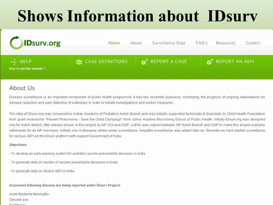Shows Information about IDsurv
