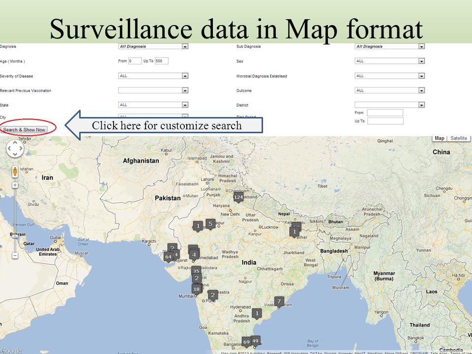 Click here for customize search Surveillance data in Map format