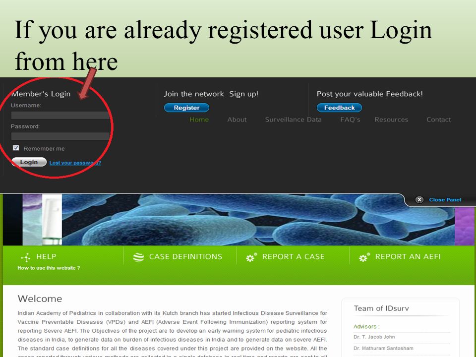 If you are already registered user Login from here