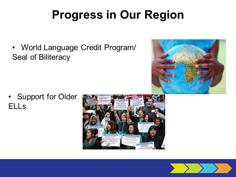 Support for Older ELLs Progress in Our Region World Language Credit Program/ Seal of Biliteracy
