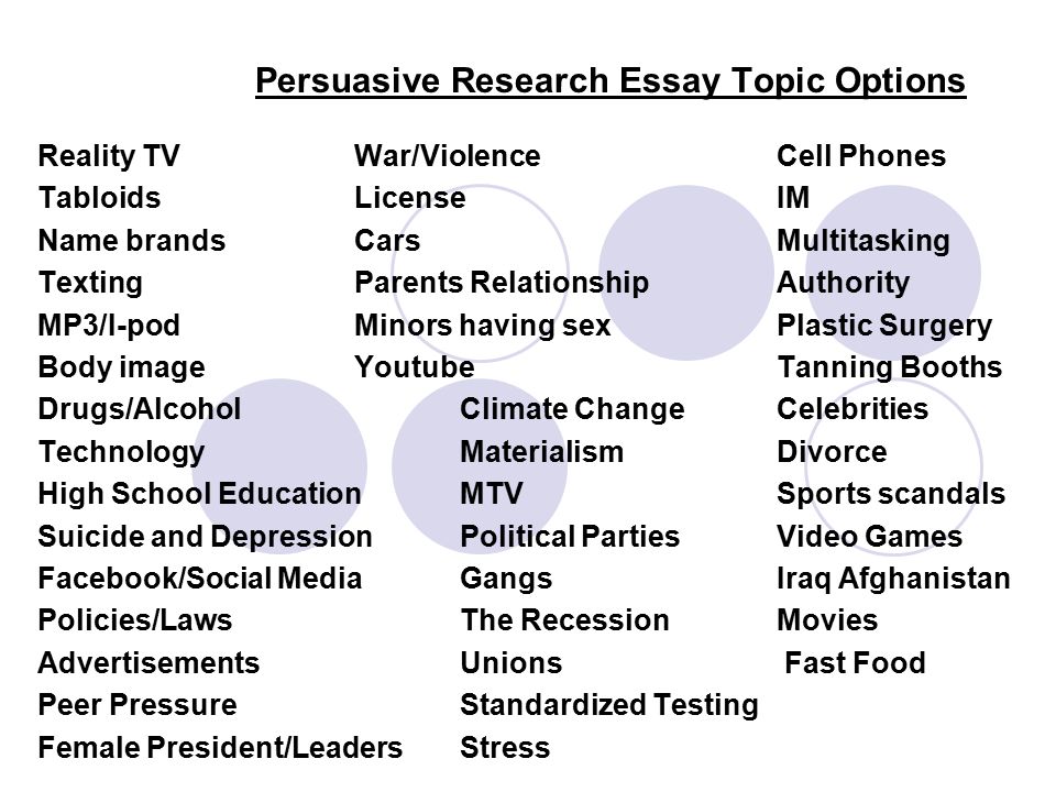Argument Research Essay Topics
