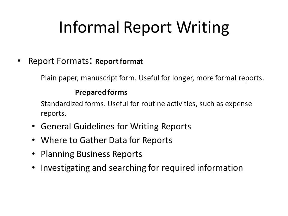 Formal report writing