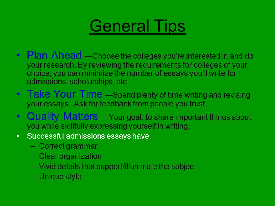 College application essay topic of your choice