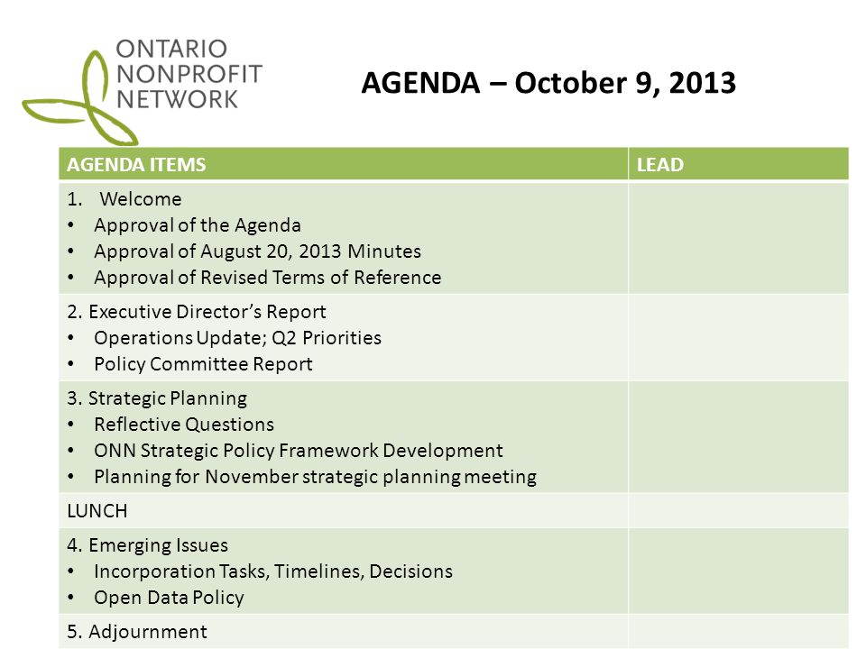 strategy planning meeting agenda
