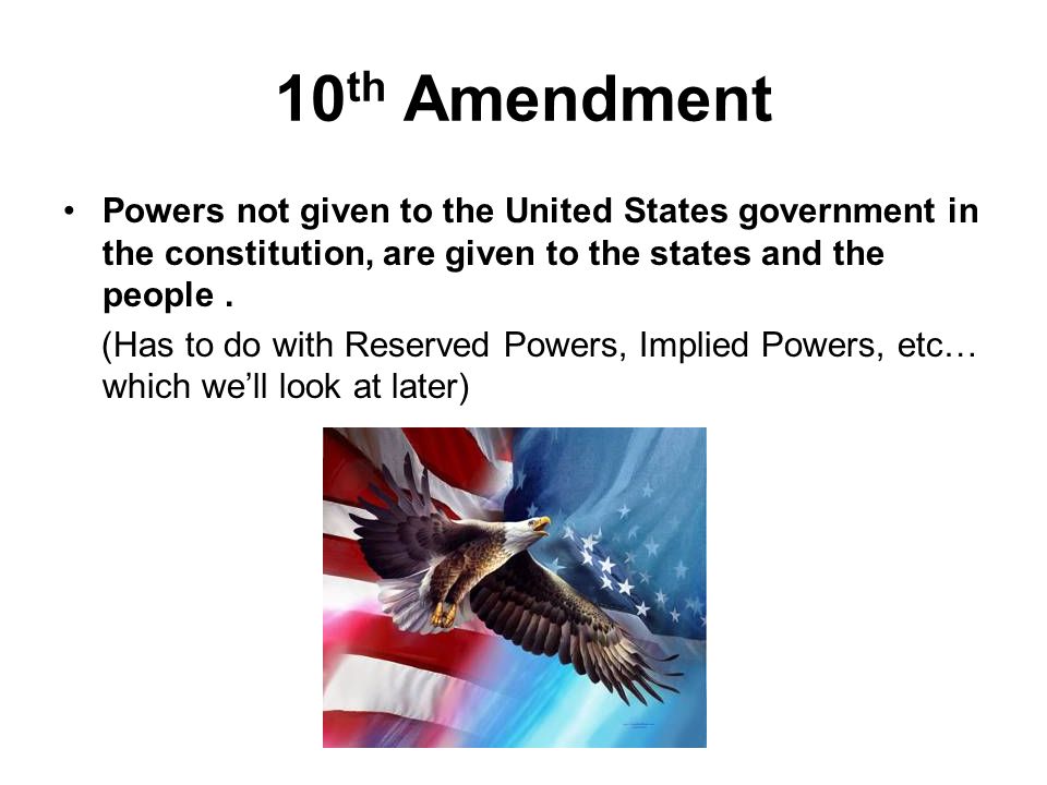 10th amendment essay Amendments essays amendment 2: the second amendment gave the people the right to own an arm for protection of themselves and their country amendment 3 : the third amendment says that soldiers are not allowed to stay at a citizen's residents without the owner's consent. 10th amendment essay Amendments essays amendment 2: the second amendment gave the people the right to own an arm for protection of themselves and their country amendment 3 : the third amendment says that soldiers are not allowed to stay at a citizen's residents without the owner's consent.