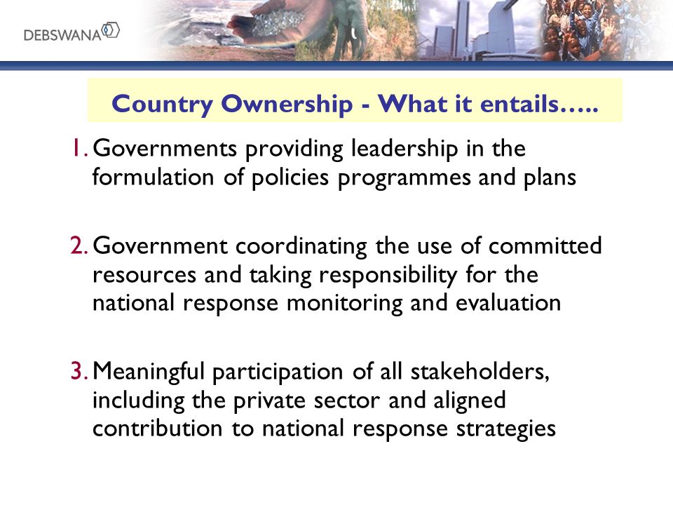 Country Ownership - What it entails…..