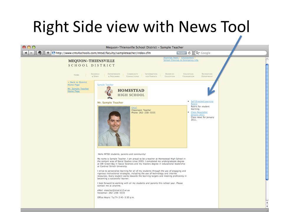 Right Side view with News Tool
