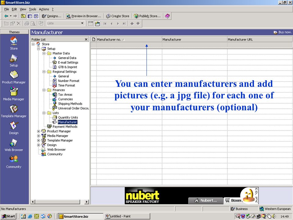 You can enter manufacturers and add pictures (e.g.