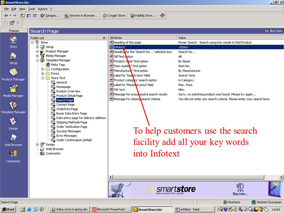 To help customers use the search facility add all your key words into Infotext