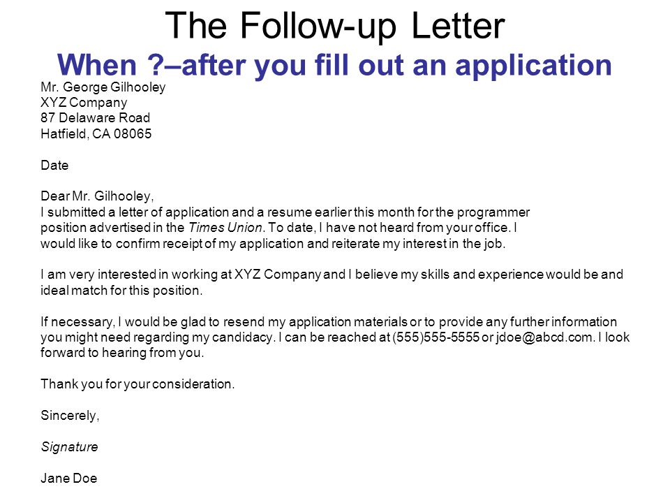 Follow up letter application status