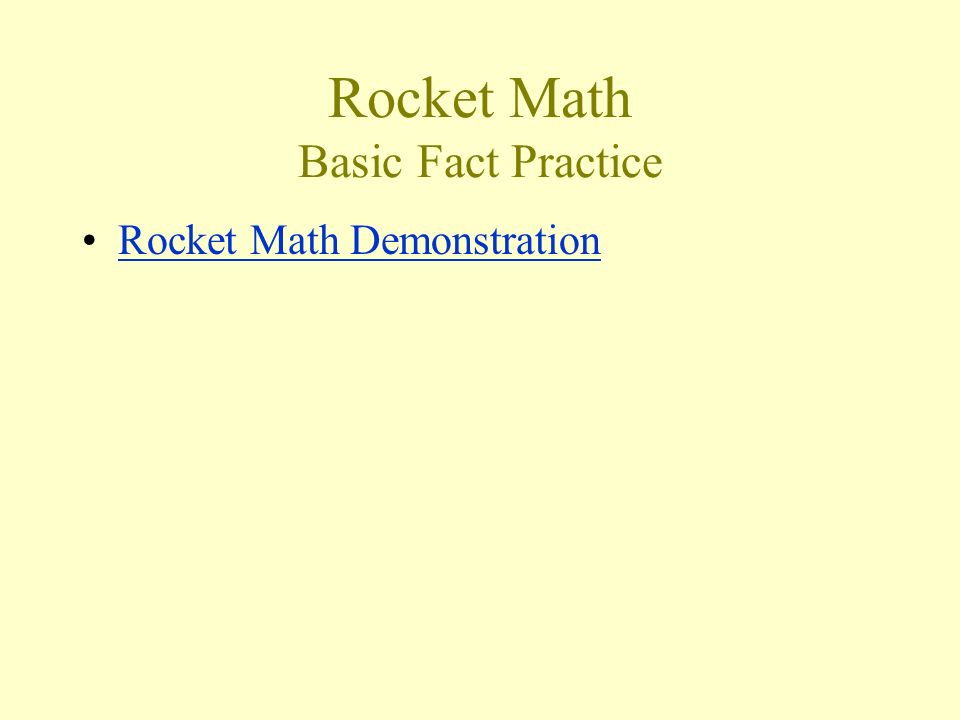 Rocket Math Basic Fact Practice Rocket Math Demonstration