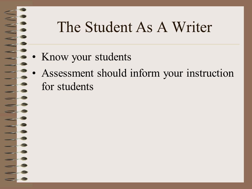 Know your students Assessment should inform your instruction for students