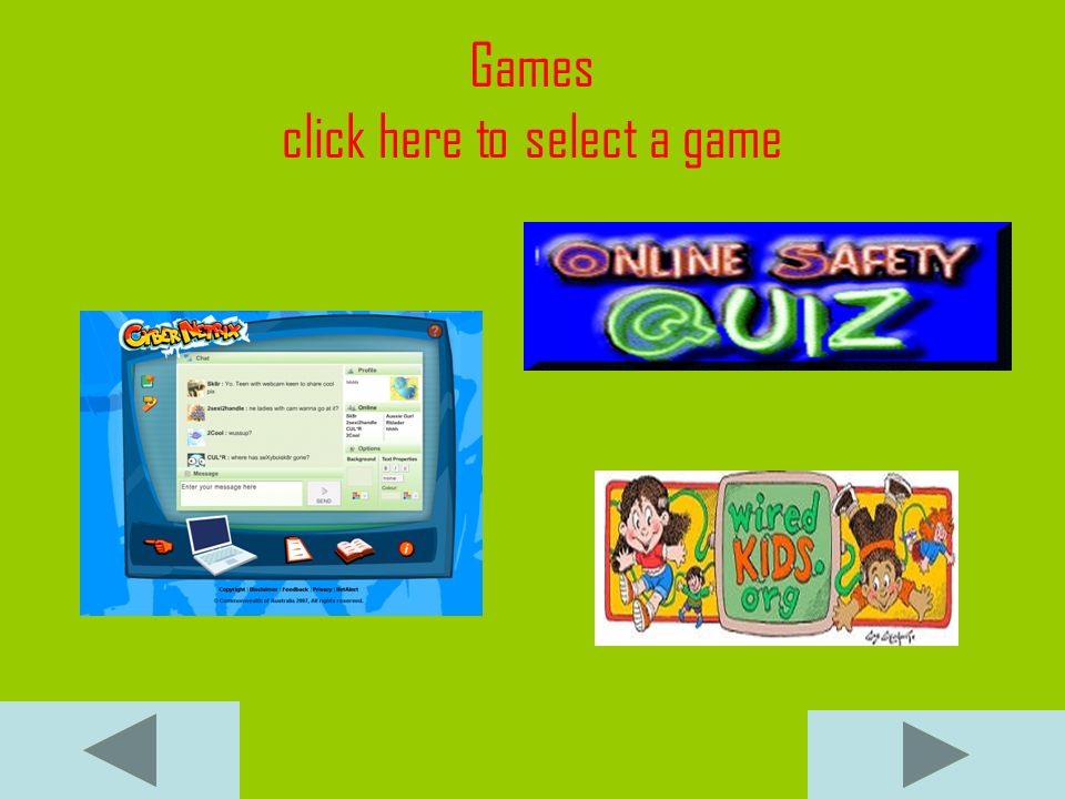 Games click here to select a game