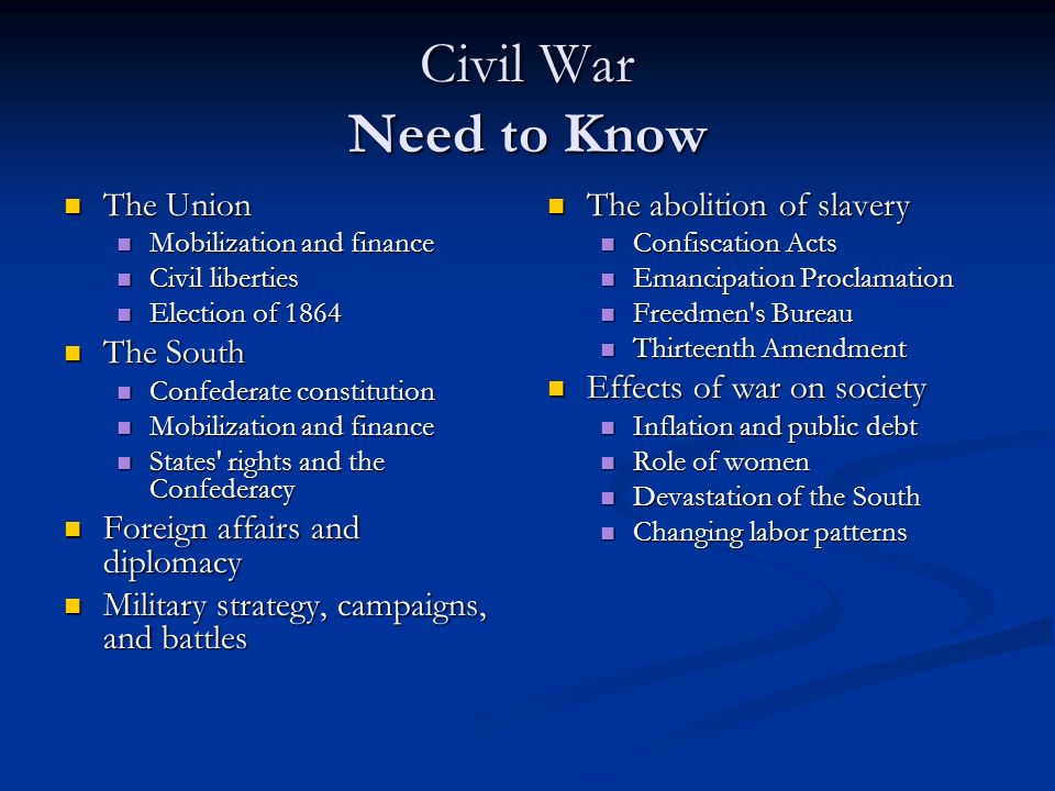 Causes of the civil war apush