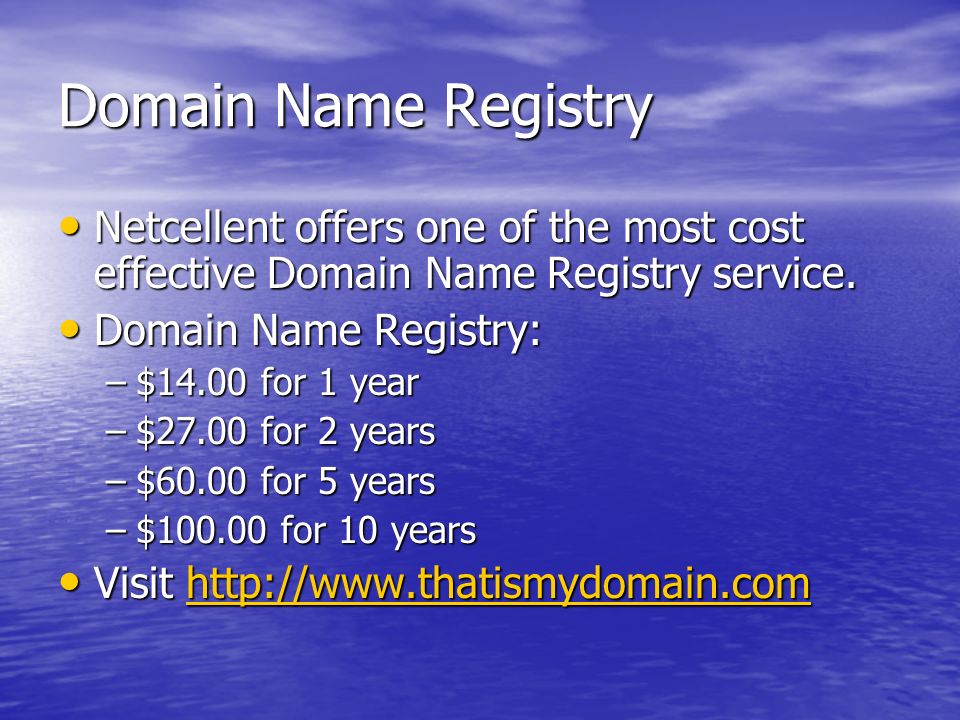 Domain Name Registry Netcellent offers one of the most cost effective Domain Name Registry service.