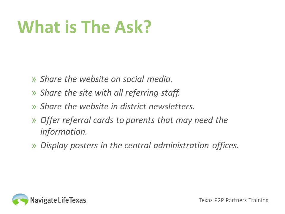 What is The Ask. »Share the website on social media.