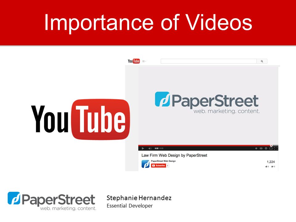 Importance of Videos Stephanie Hernandez Essential Developer