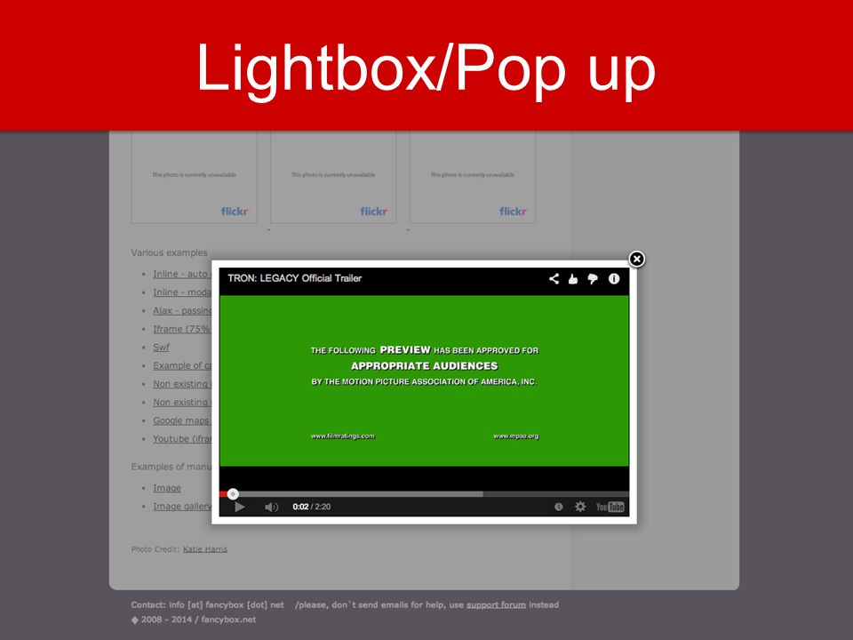 Lightbox/Pop up