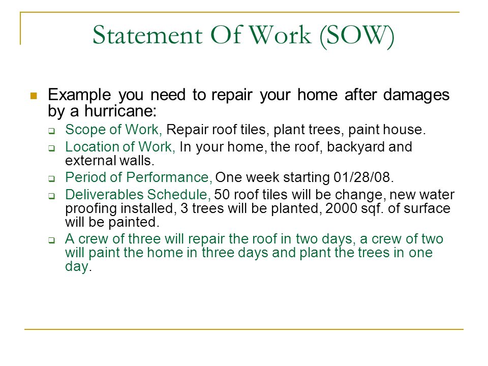 work statements examples