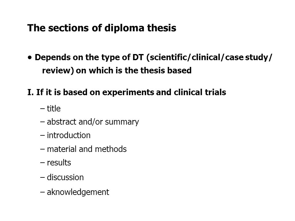 Sections of a thesis
