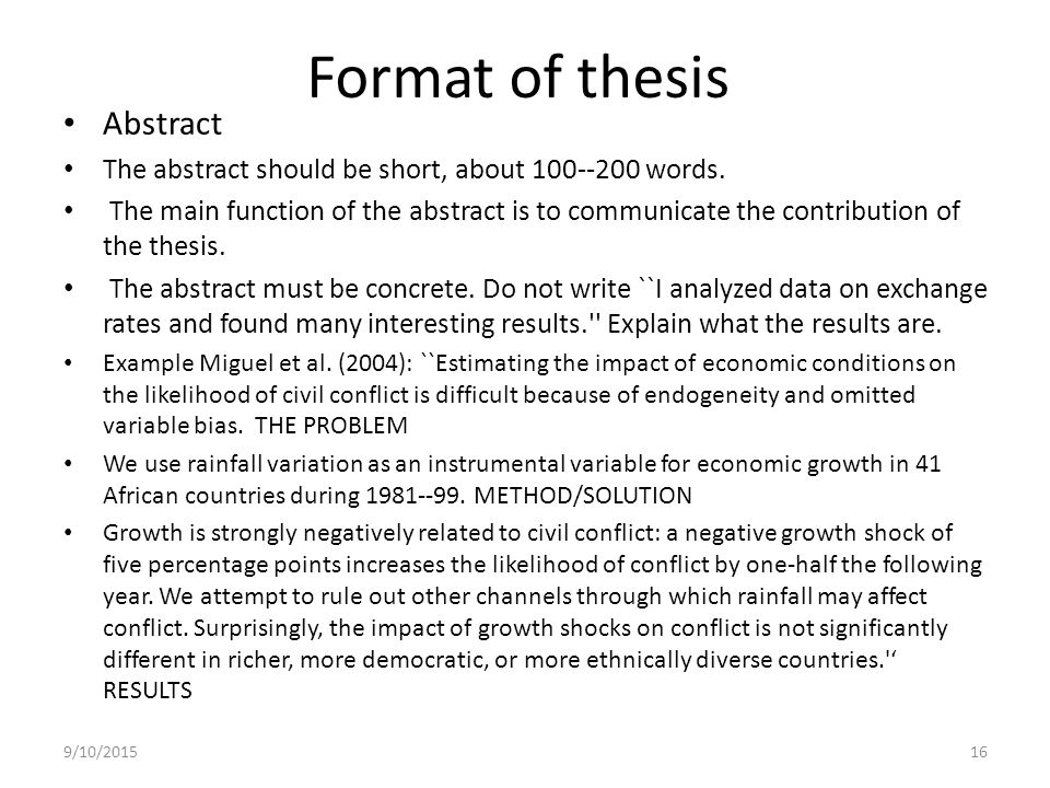 Sample Dissertation Abstracts | English