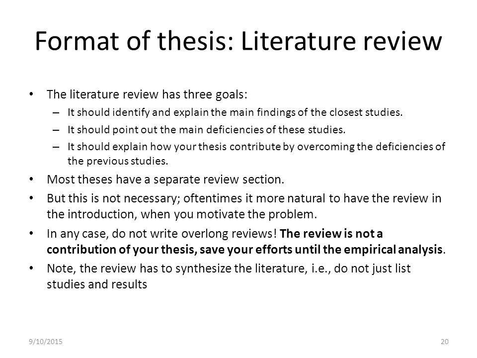 Thesis literature review