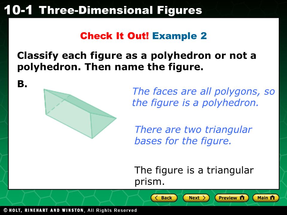 Holt CA Course Three-Dimensional Figures Check It Out.