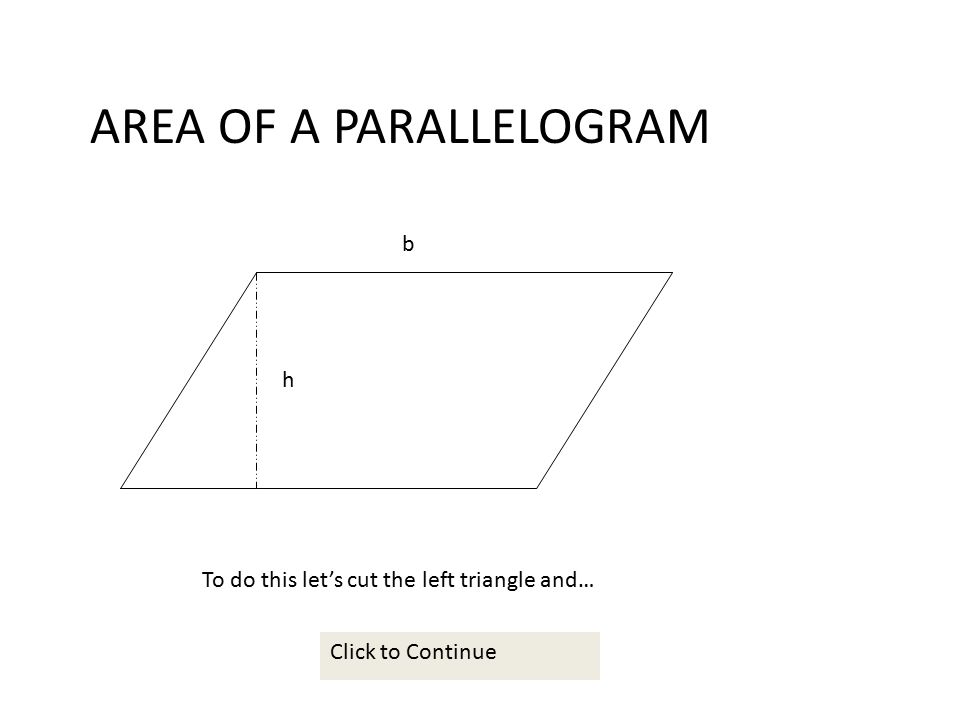 AREA OF A PARALLELOGRAM Welcome.