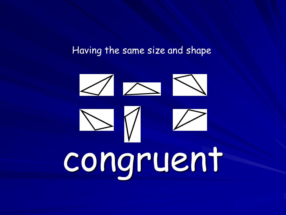 congruent Having the same size and shape