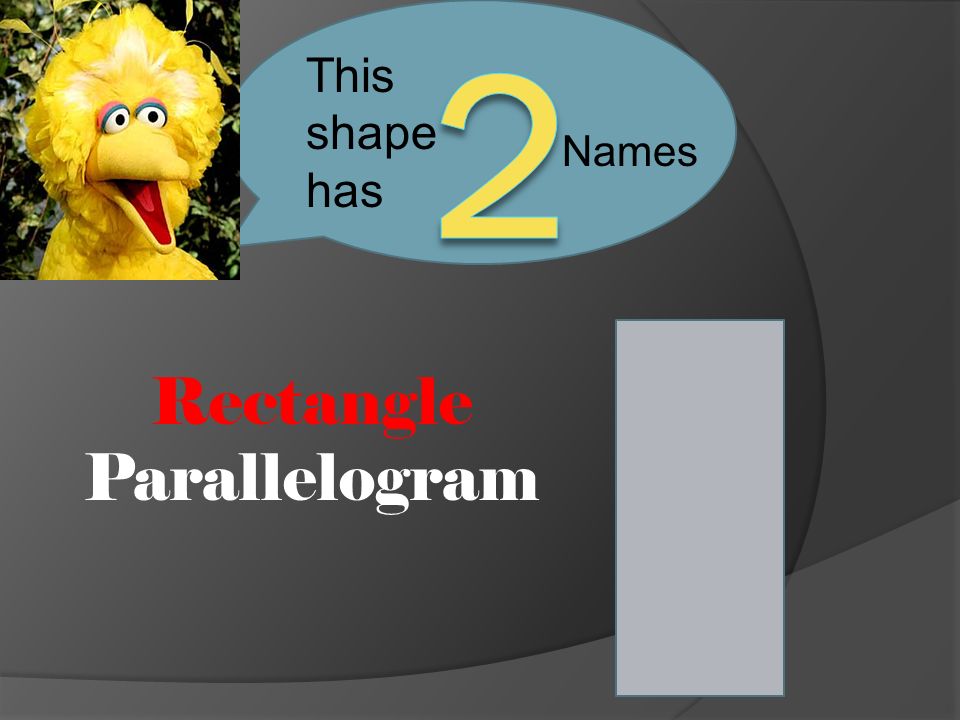 Rectangle Parallelogram This shape has Names