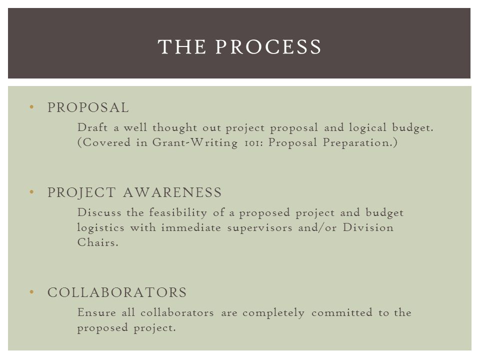 PROPOSAL Draft a well thought out project proposal and logical budget.