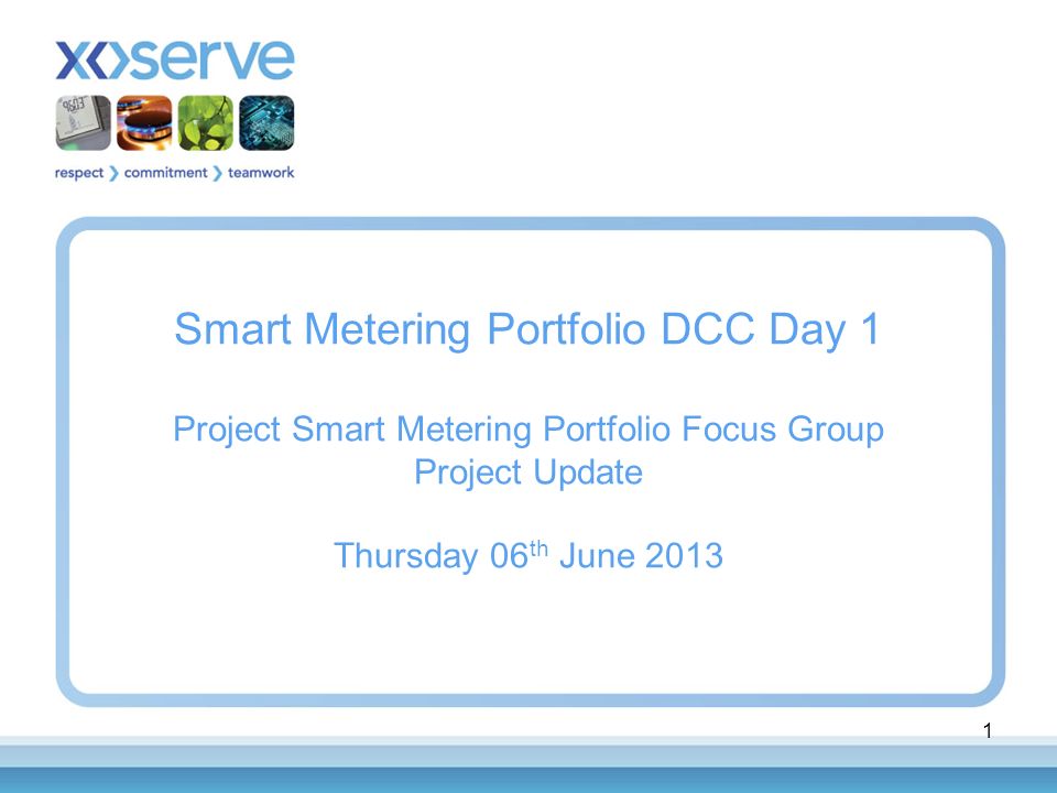 1 Smart Metering Portfolio DCC Day 1 Project Smart Metering Portfolio Focus Group Project Update Thursday 06 th June 2013