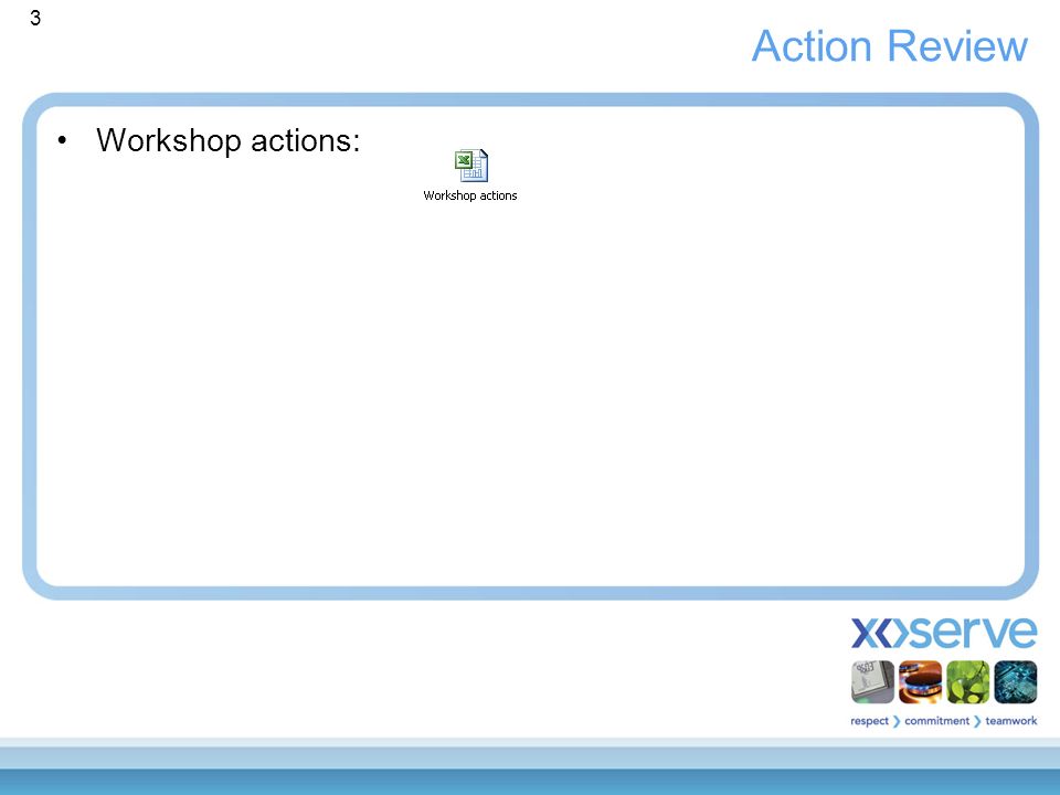 3 Action Review Workshop actions: