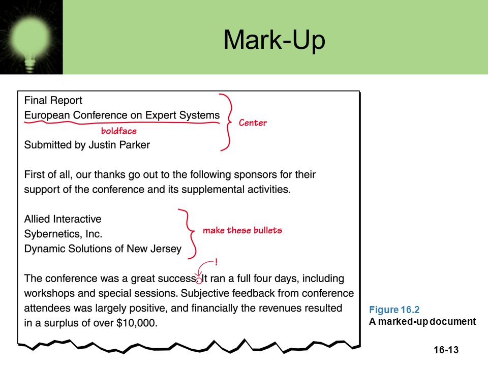 16-13 Mark-Up Figure 16.2 A marked-up document