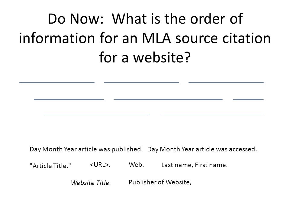 mla formatting works cited website