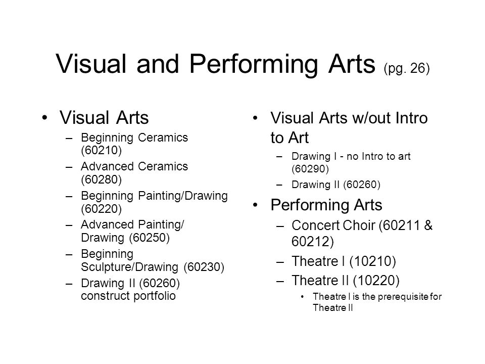 Visual and Performing Arts (pg.