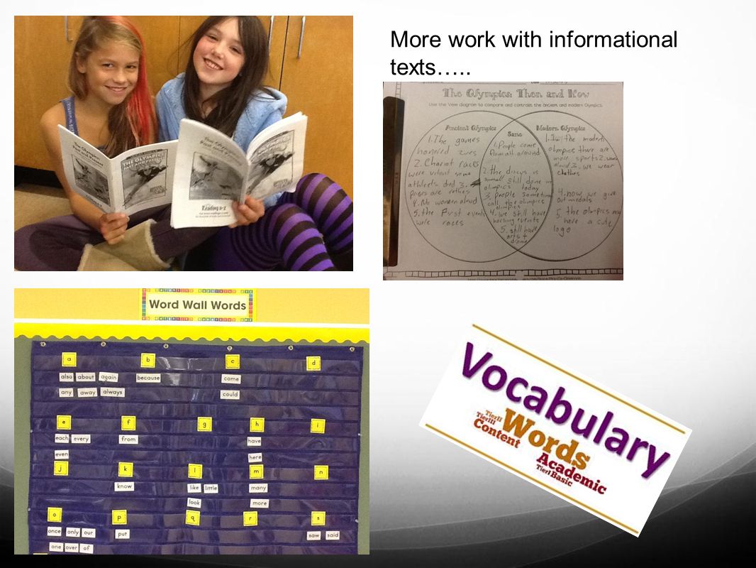 More work with informational texts…..