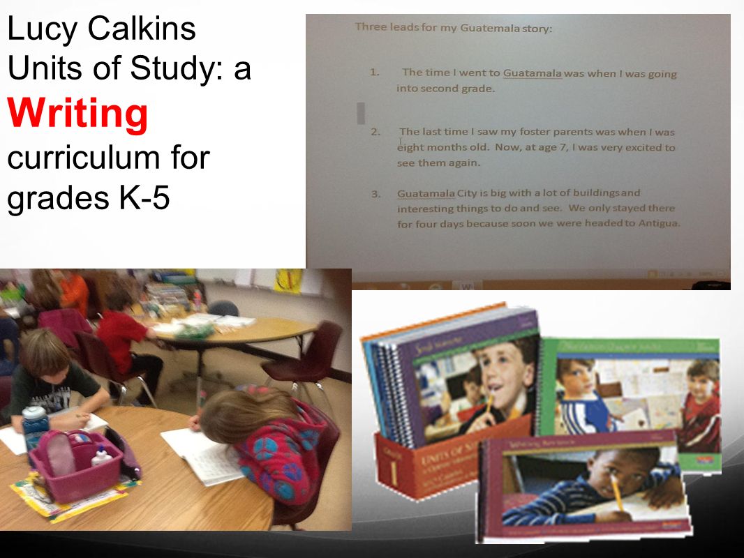 Lucy Calkins Units of Study: a Writing curriculum for grades K-5