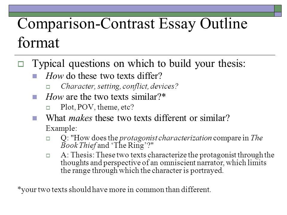 outline for a compare and contrast essay