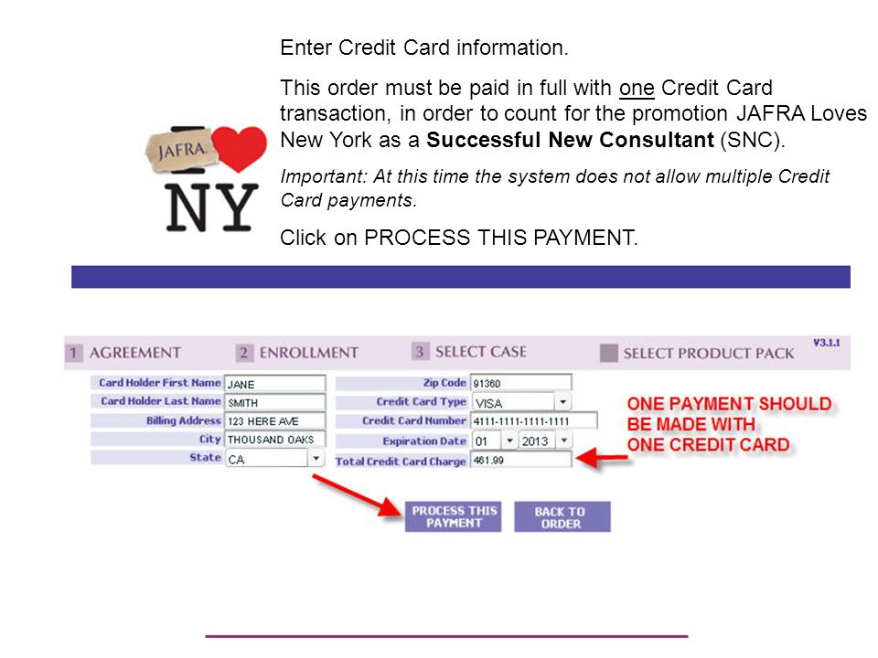 Enter Credit Card information.