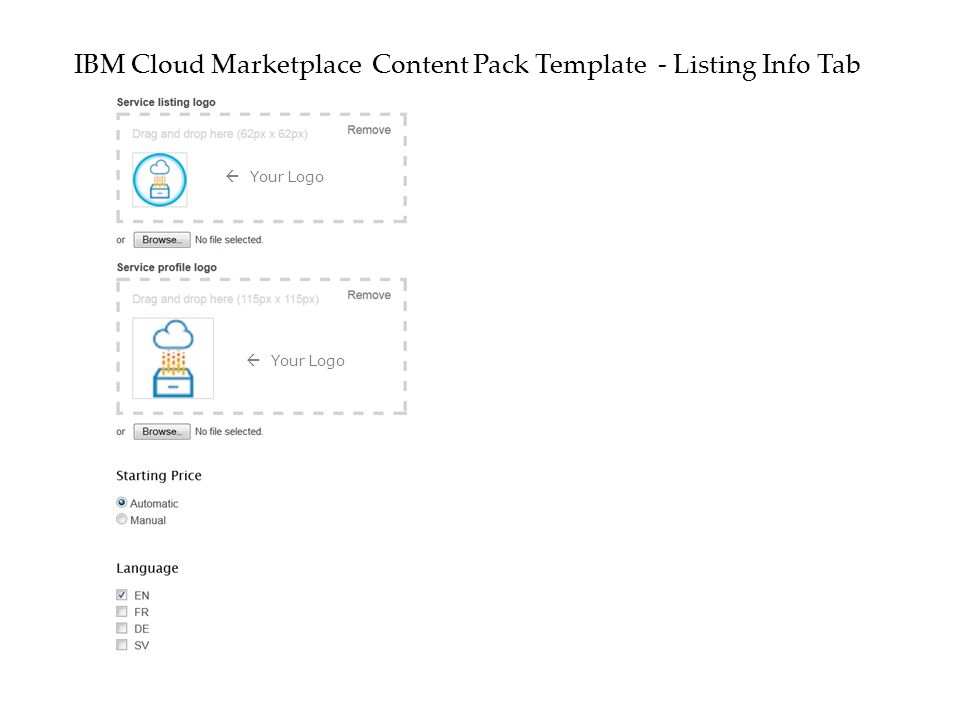 IBM Cloud Marketplace Content Pack Template - Listing Info Tab  Your Logo