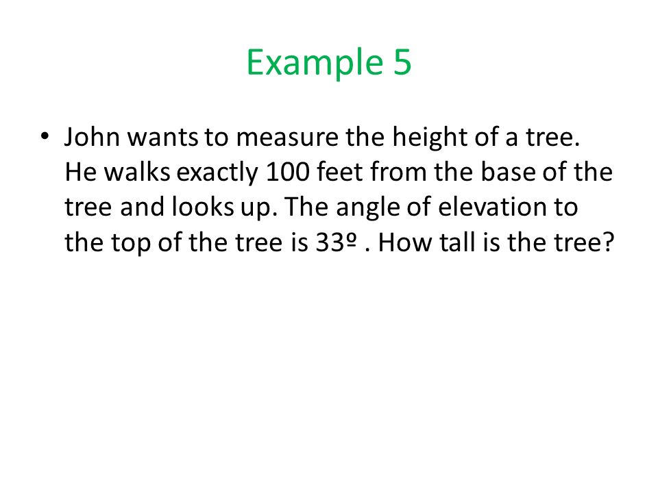 Example 5 John wants to measure the height of a tree.