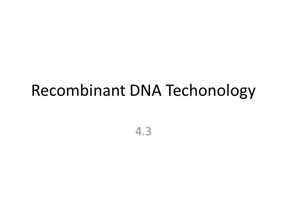 Recombinant DNA Techonology 4.3