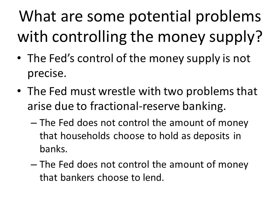 What are some potential problems with controlling the money supply.